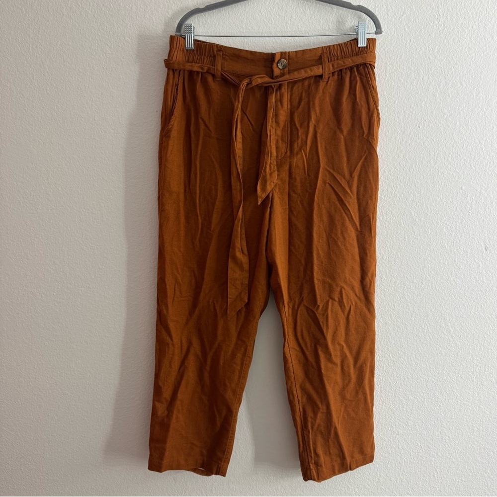 American Eagle AE Women’s Brown/Burnt Orange Tie Waist Straight Leg Pants NWT